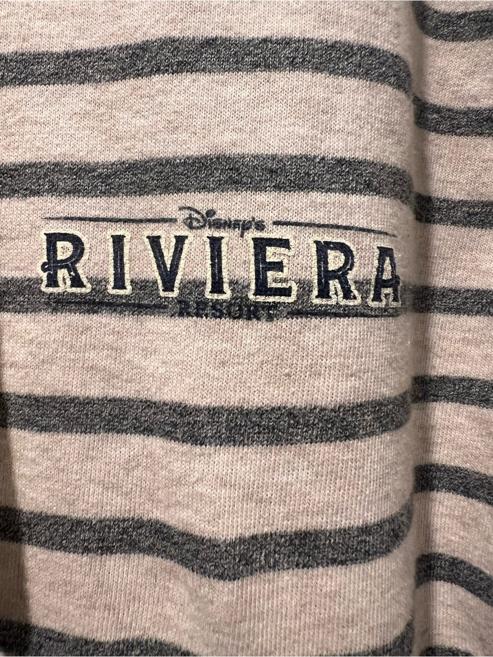 Disney Riviera Men’s Striped Crewneck Sweater - Gray and Cream